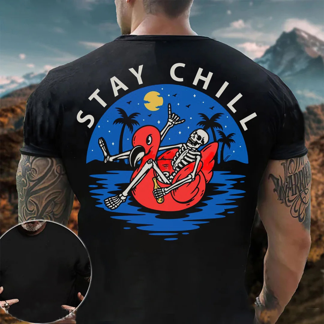Stay Chill Vacation Casual Men's Short Sleeve  Printed T-shirt-