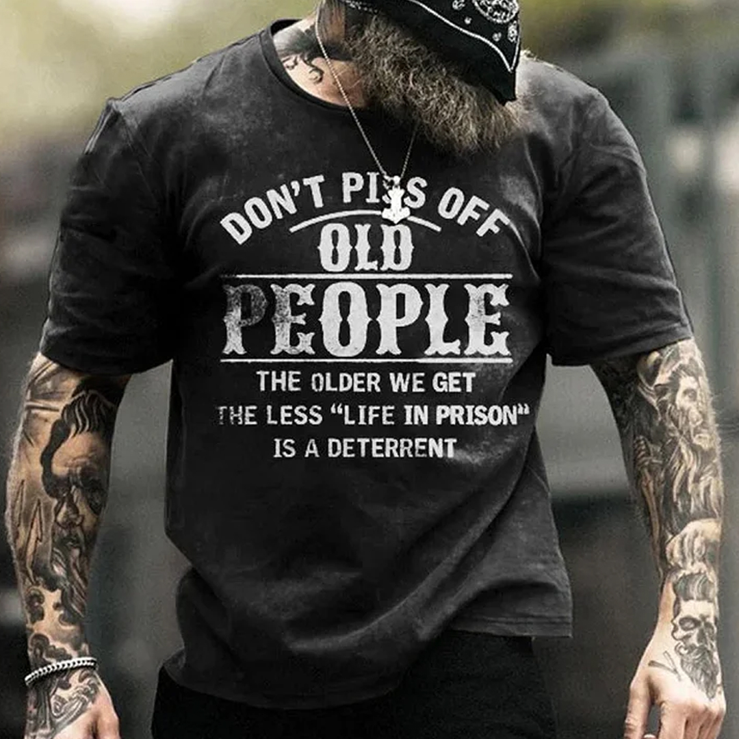 Don't Piss Off Old People Men's Short Sleeve  Printed T-shirt-