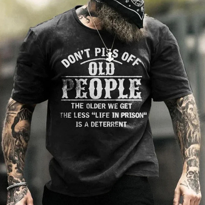 Don't Piss Off Old People Men's Short Sleeve  Printed T-shirt-