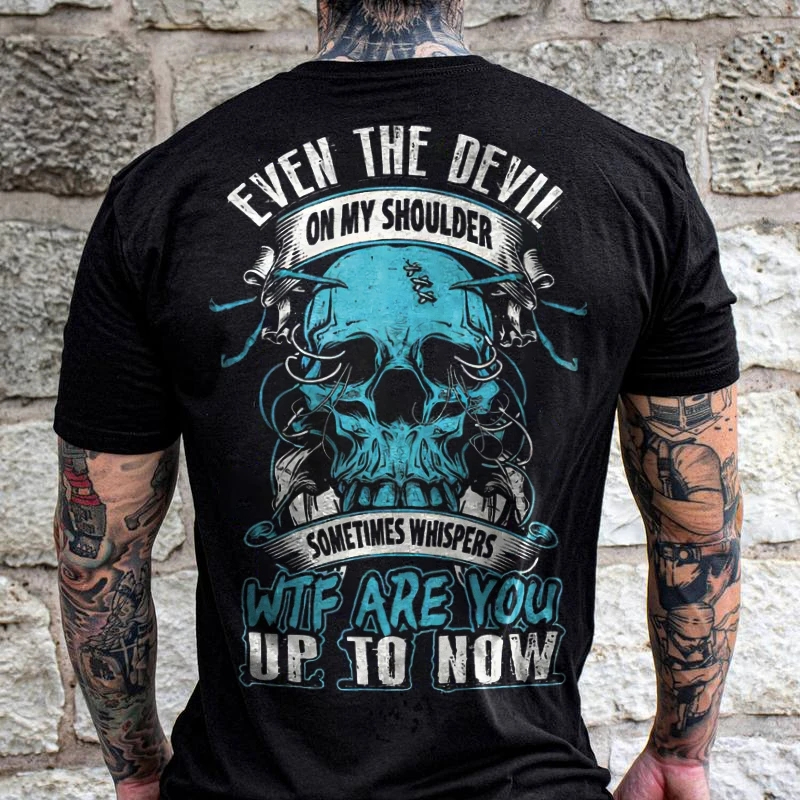 Even The Devil On My Shoulder Sometimes Whispers Men's Short Sleeve  Printed T-shirt-