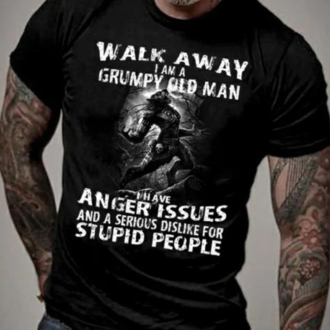 Vikings Walk Away I Am A Grumpy Old Man Men's Short Sleeve  Printed T-shirt-