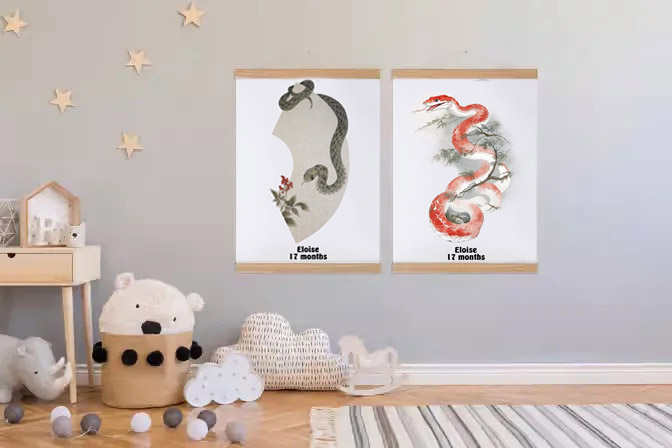 Year Of The Snake 2025 Chinese Lunar Year Animals Snake Baby Gift Personalized Mural Baby & Children's Room Gift