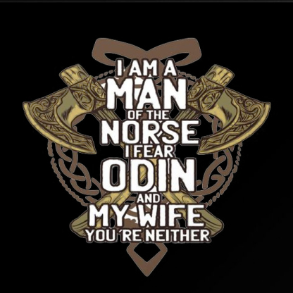 I Am A Man Of Norse I Fear Odin And My Wife You're Neither Men's Short Sleeve  Printed T-shirt-