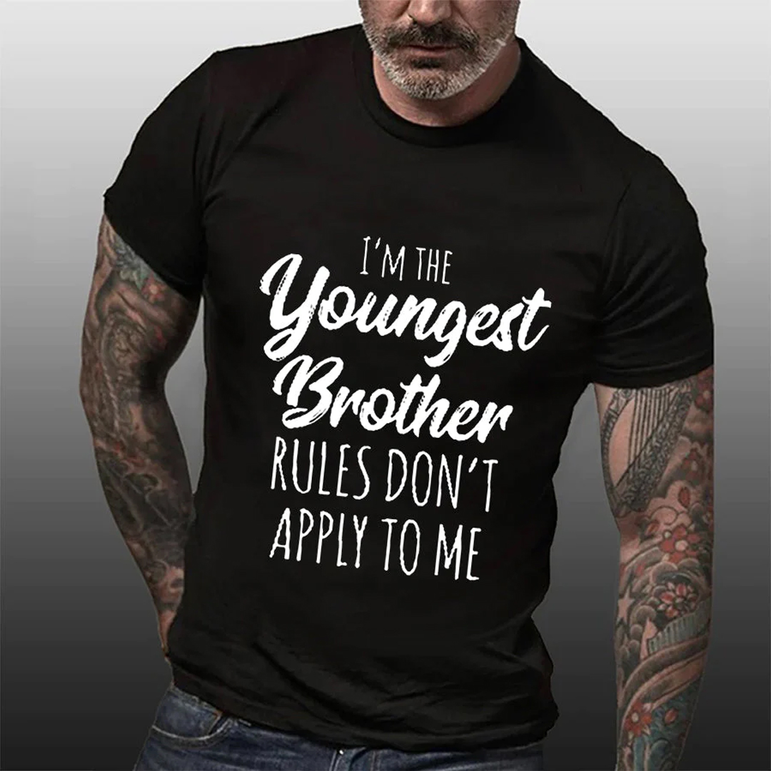 I'm The Youngest Brother Men's Short Sleeve  Printed T-shirt-