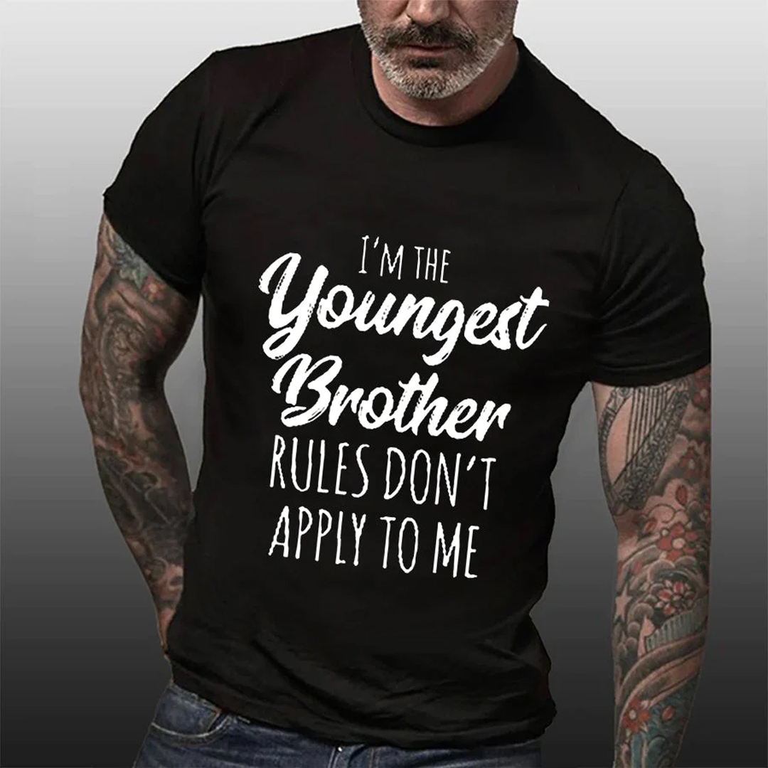 I'm The Youngest Brother Men's Short Sleeve  Printed T-shirt-