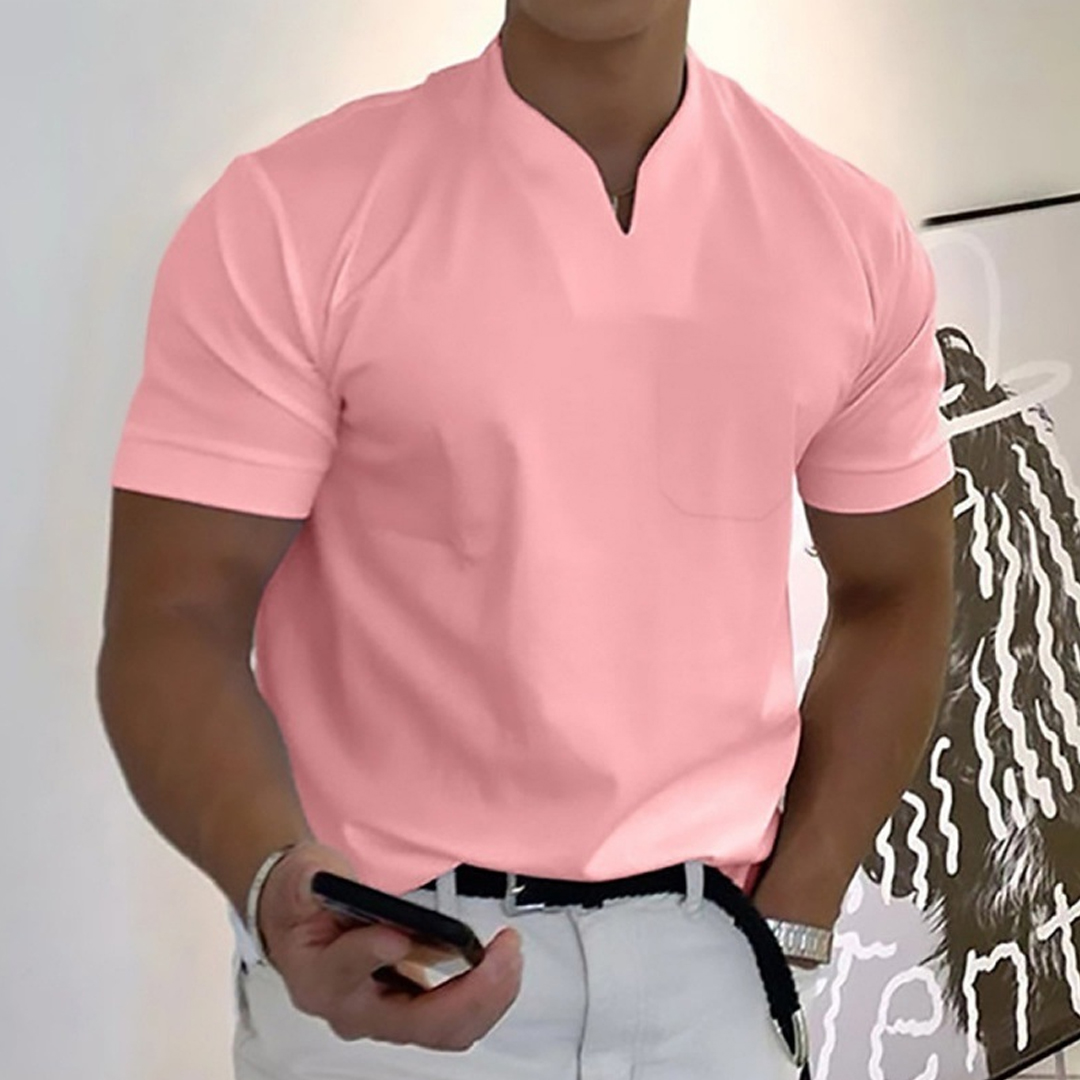 2023 Fitness Sports Pocket Short Sleeve V-Neck Polo Shirt-