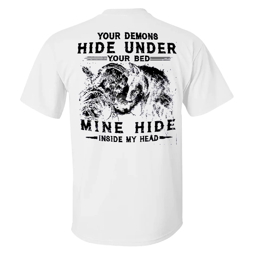 Viking Your Demons Hide Under You Bed, Mine Hide Inside My Head Men's Short Sleeve  Printed T-shirt-
