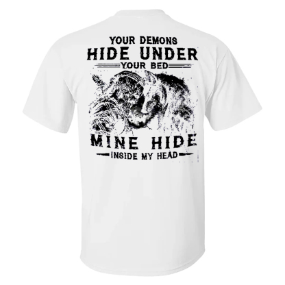Viking Your Demons Hide Under You Bed, Mine Hide Inside My Head Men's Short Sleeve  Printed T-shirt-