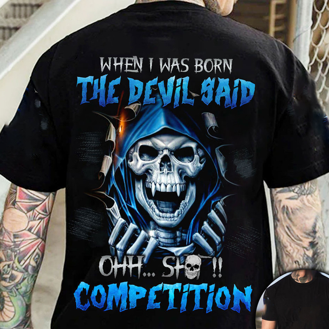 When i was born the devil said Men's Short Sleeve  Printed T-shirt-