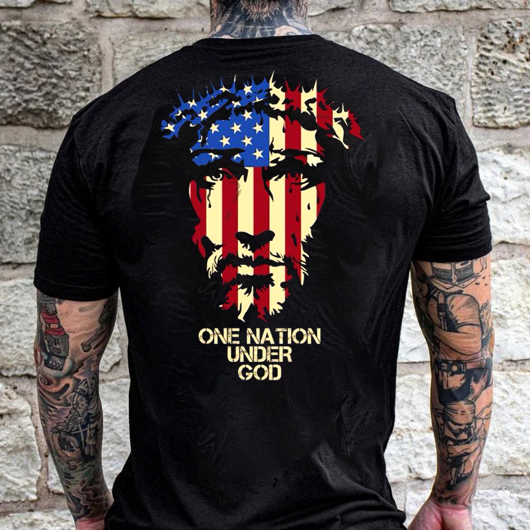 One Nation Under God Men's Short Sleeve  Printed T-shirt-