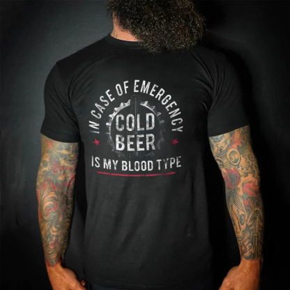 In Case of Emergency My Blood Type is Beer Men's Short Sleeve  Printed T-shirt-