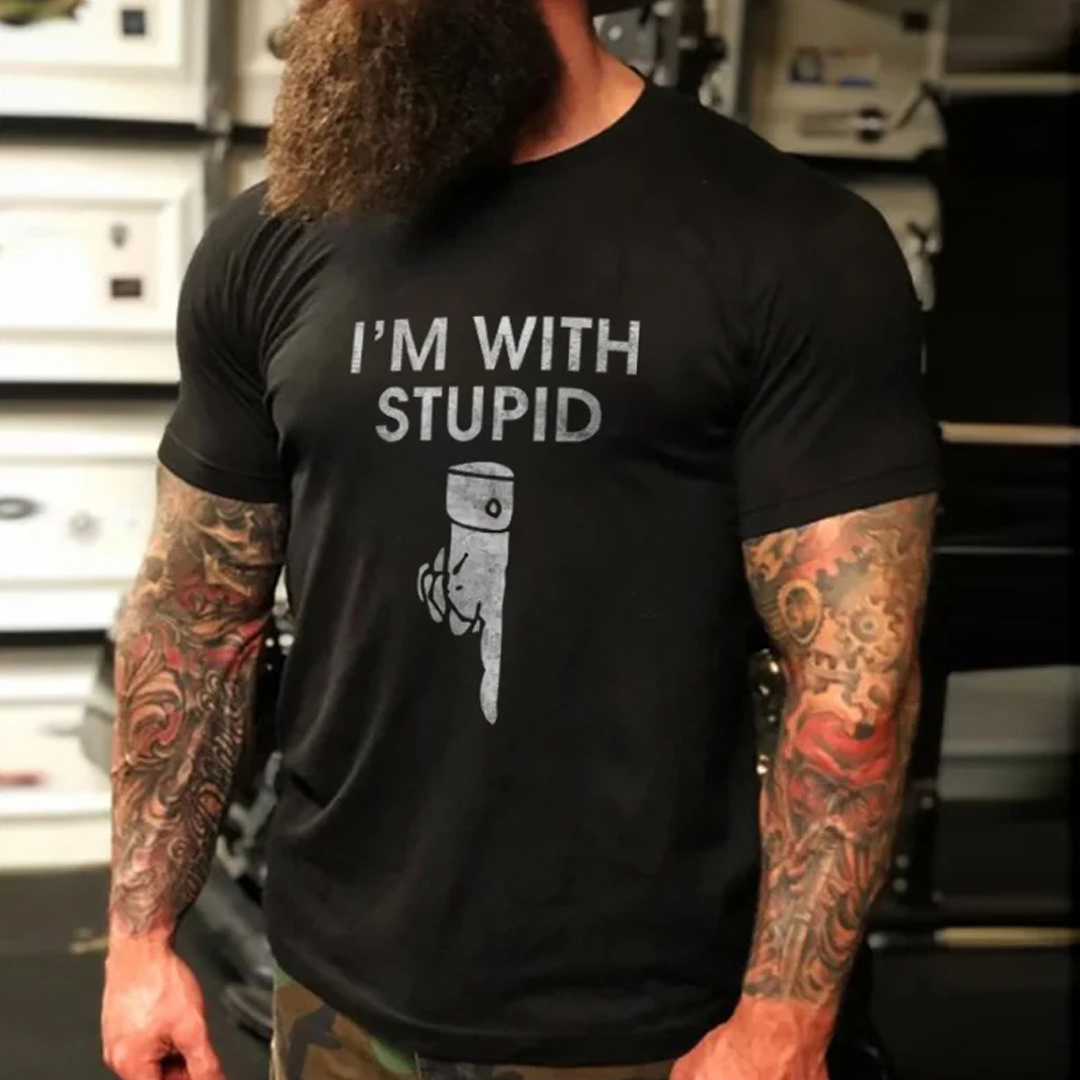 I'm With Stupid Men's Short Sleeve  Printed T-shirt-