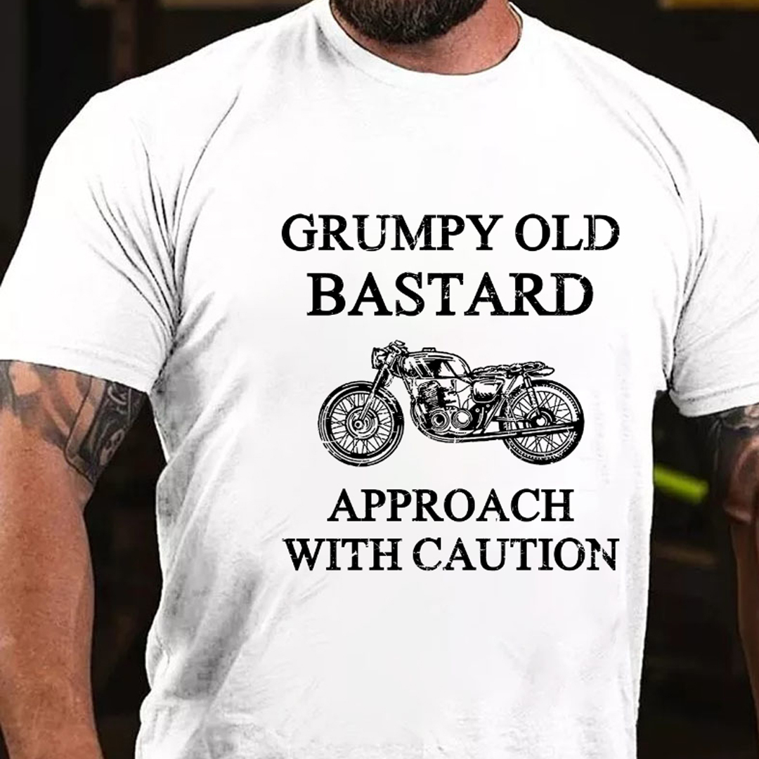 Grumpy Old Bastard Approach With Caution Men's Short Sleeve  Printed T-shirt-