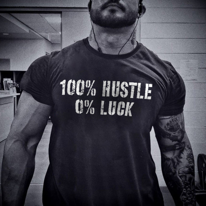 Vikings 100% Hustle 0% Luck Men's Short Sleeve  Printed T-shirt-