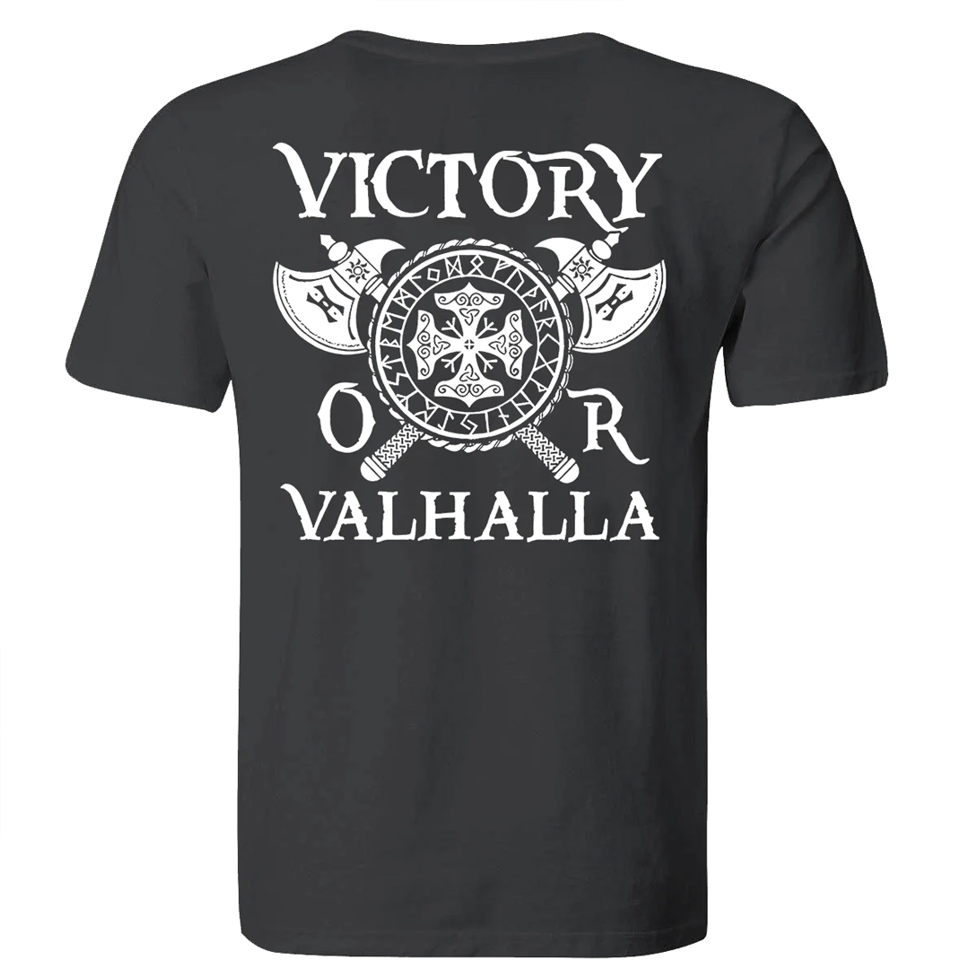 VICTORY OR VALHALLA Men's Short Sleeve  Printed T-shirt-