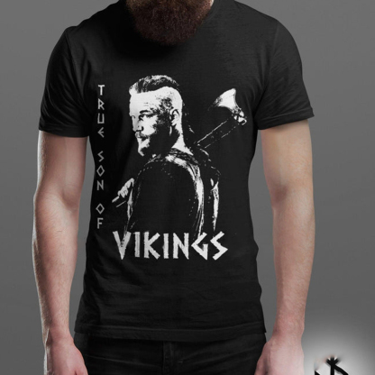True Son Of Vikings Men's Short Sleeve  Printed T-shirt-