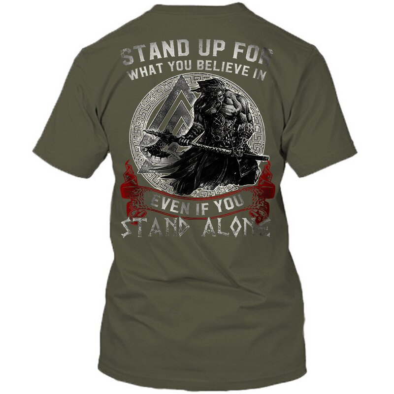 Viking Stand Up For What You Believe In Even If You Stand Alone Printed Short Sleeve Men's T-shirt-