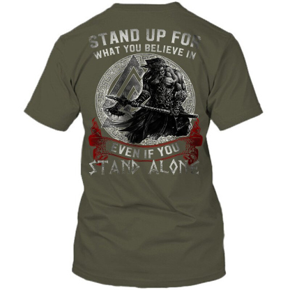 Viking Stand Up For What You Believe In Even If You Stand Alone Printed Short Sleeve Men's T-shirt-