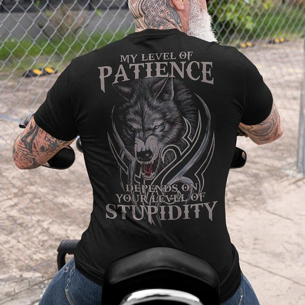 My Level Of Patience Wolf Men's Short Sleeve  Printed T-shirt-