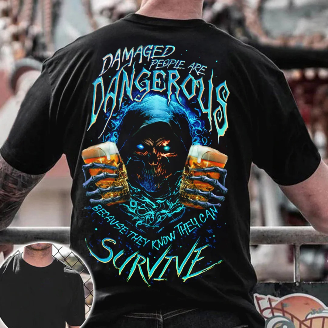 Damaged People Are Dangerous Men's Short Sleeve  Printed T-shirt-