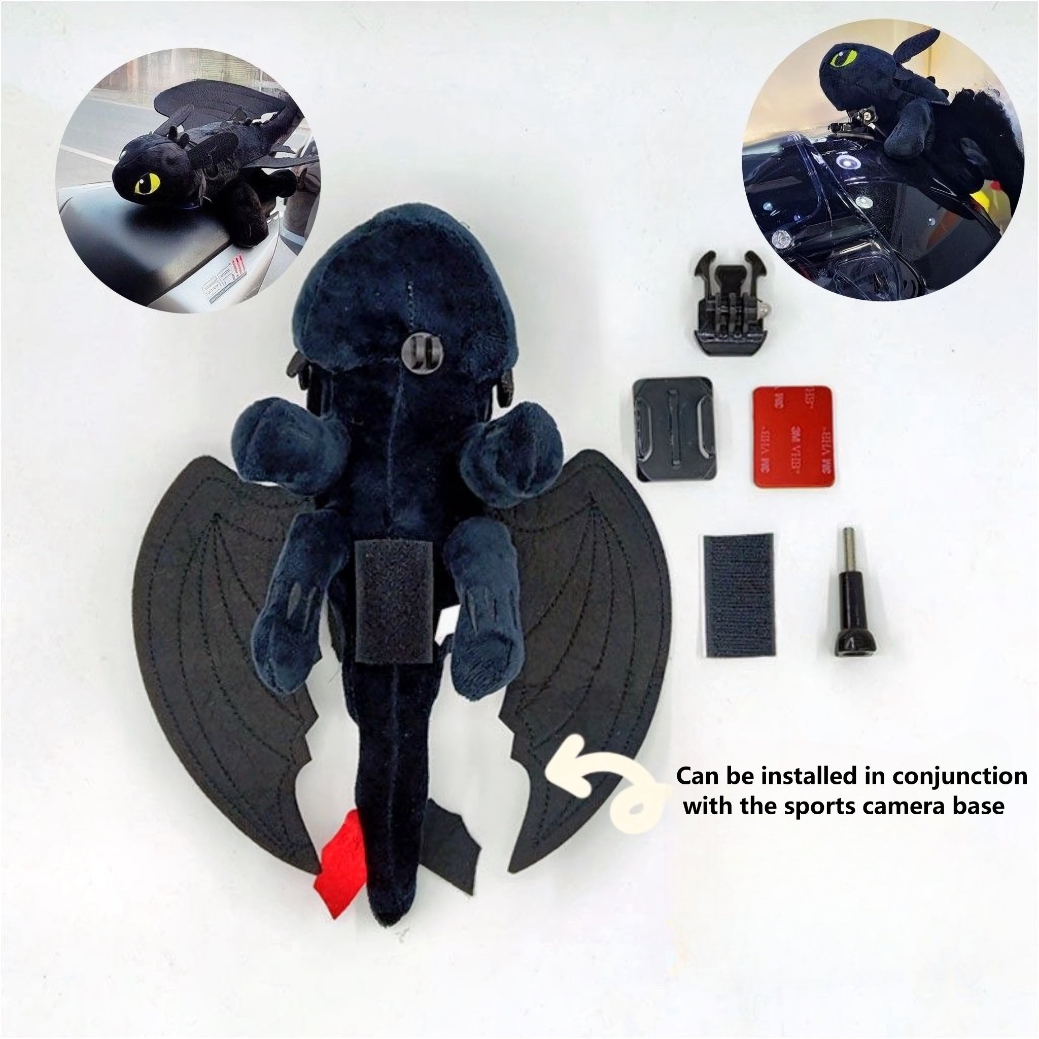 Adorable Winged Dinosaur Plush Dragon Car or Helmet Companion