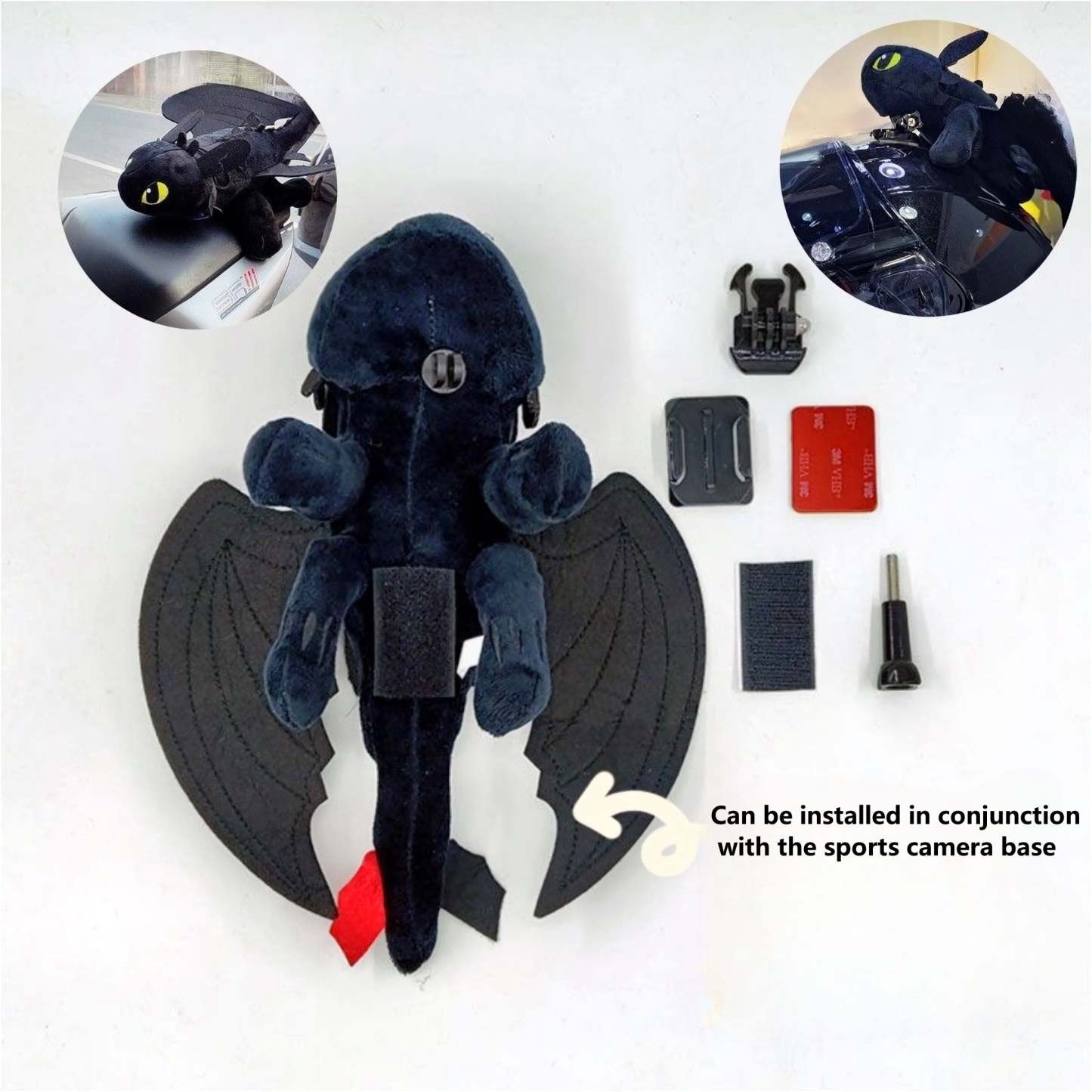 Adorable Winged Dinosaur Plush Dragon Car or Helmet Companion