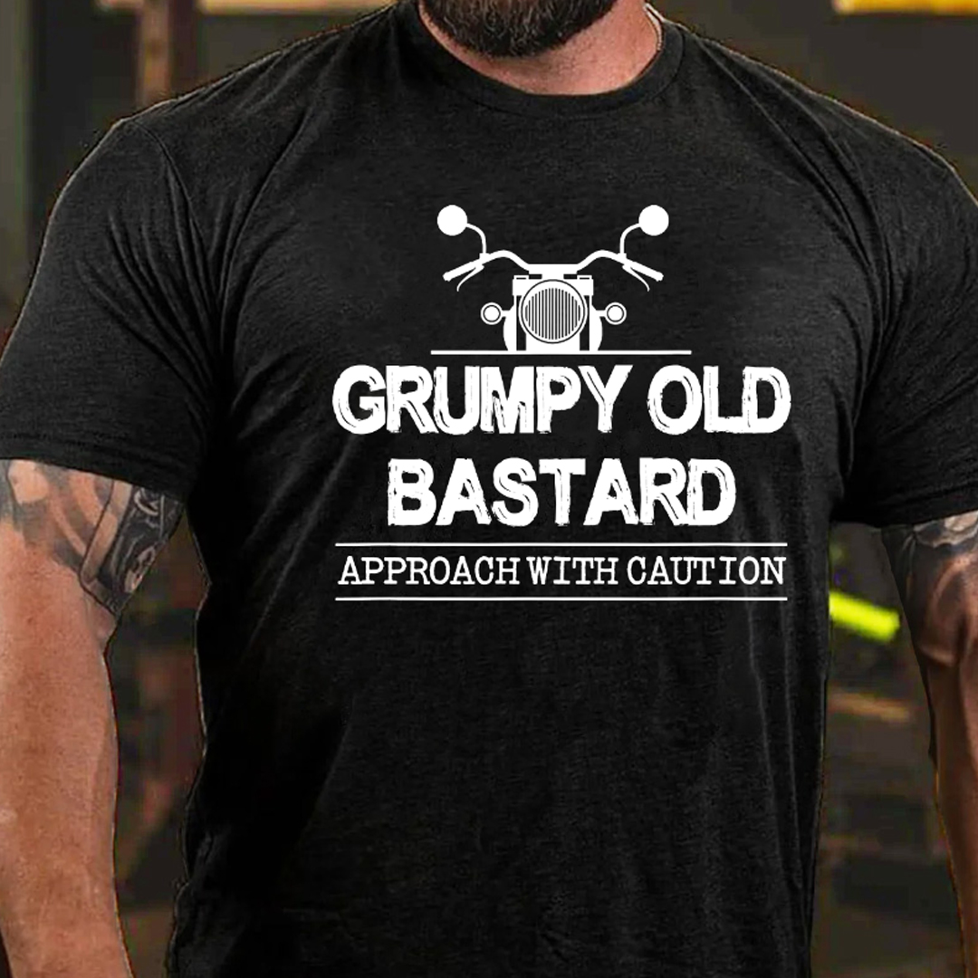 Grumpy Old Bastard Approach With Caution Men's Short Sleeve  Printed T-shirt-