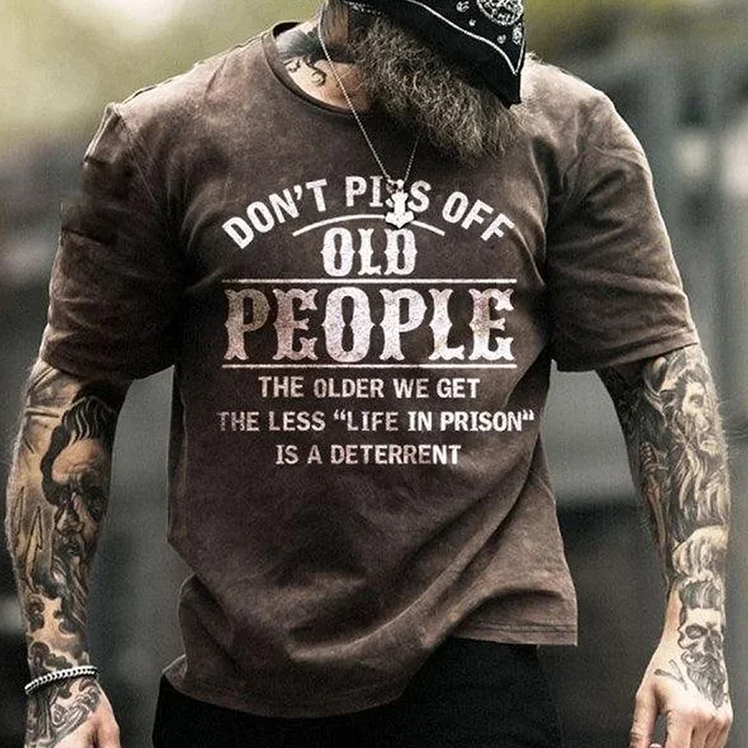 Don't Piss Off Old People Men's Short Sleeve  Printed T-shirt-