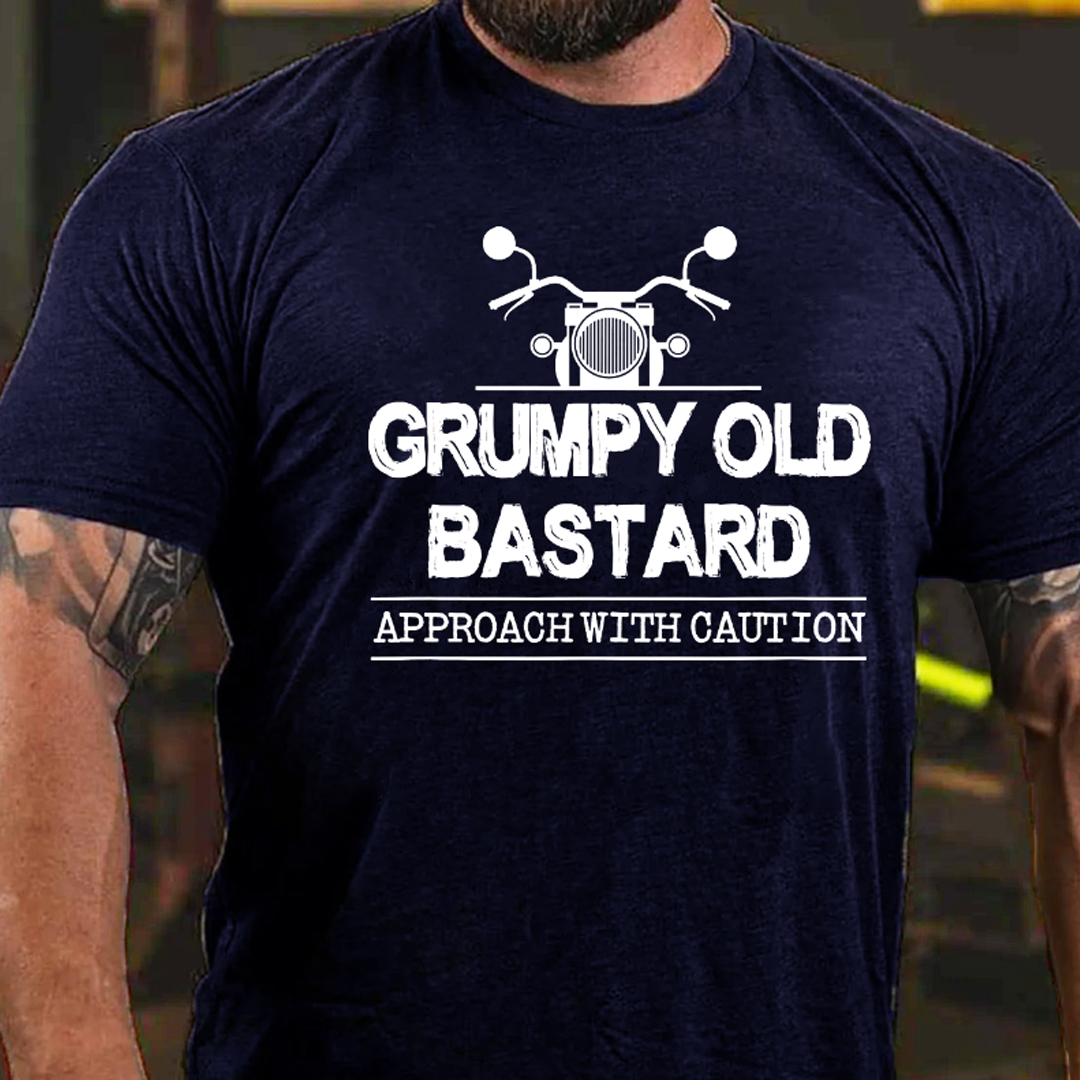 Grumpy Old Bastard Approach With Caution Men's Short Sleeve  Printed T-shirt-