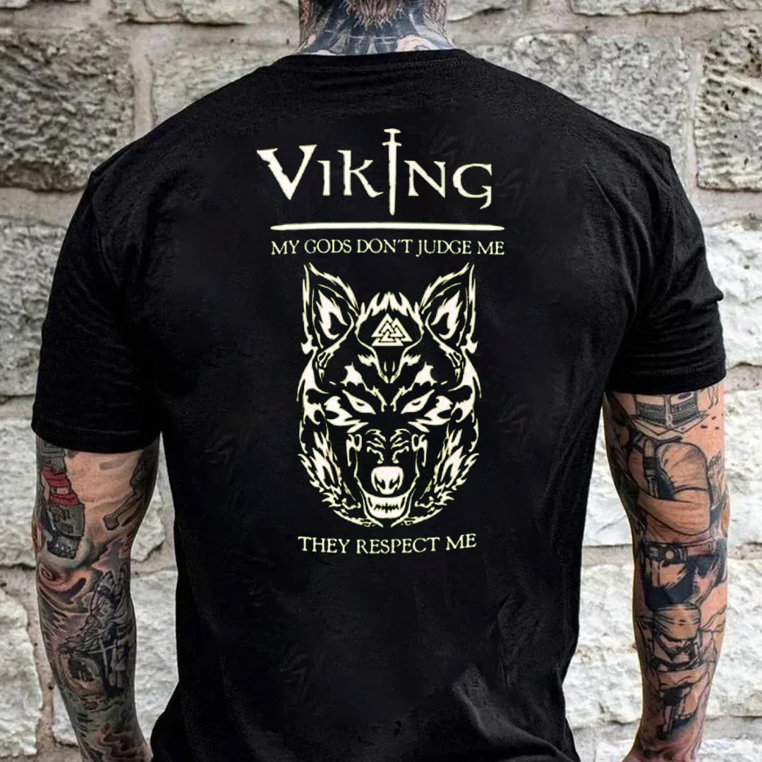 My Gods Don‘t Judge Me They Respect Me Men's Short Sleeve  Printed T-shirt-