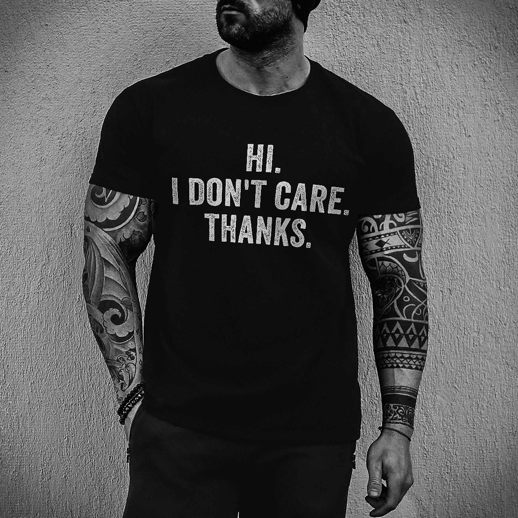 Hi. I Don't Care. Thanks Men's Short Sleeve  Printed T-shirt-