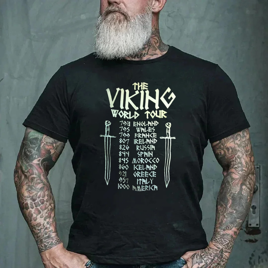 The Viking World Tour Men's Short Sleeve  Printed T-shirt-