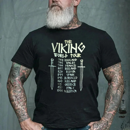 The Viking World Tour Men's Short Sleeve  Printed T-shirt-
