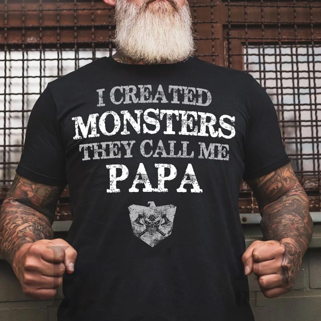 I Created Monsters They Call Me Papa Men's Short Sleeve  Printed T-shirt-