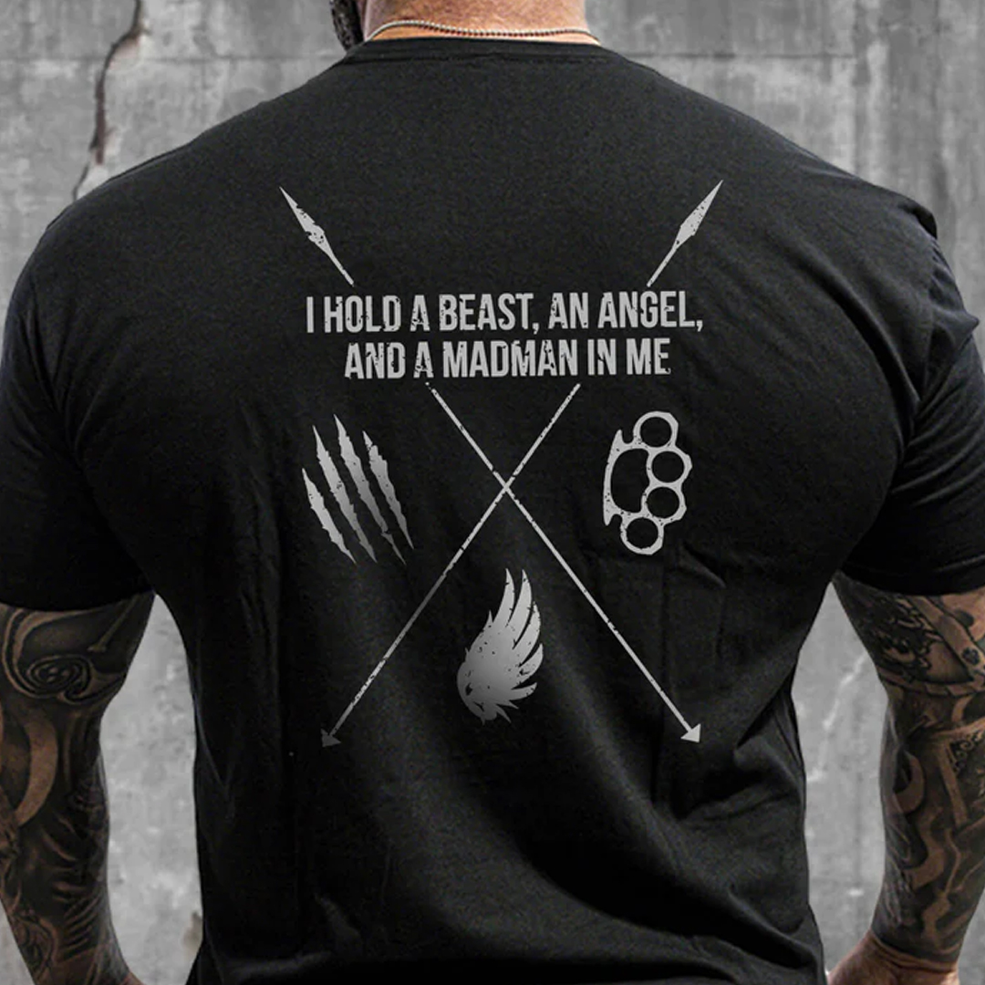 I Hode A Beast, An Angel And A Amdman In Me Men's Short Sleeve  Printed T-shirt-