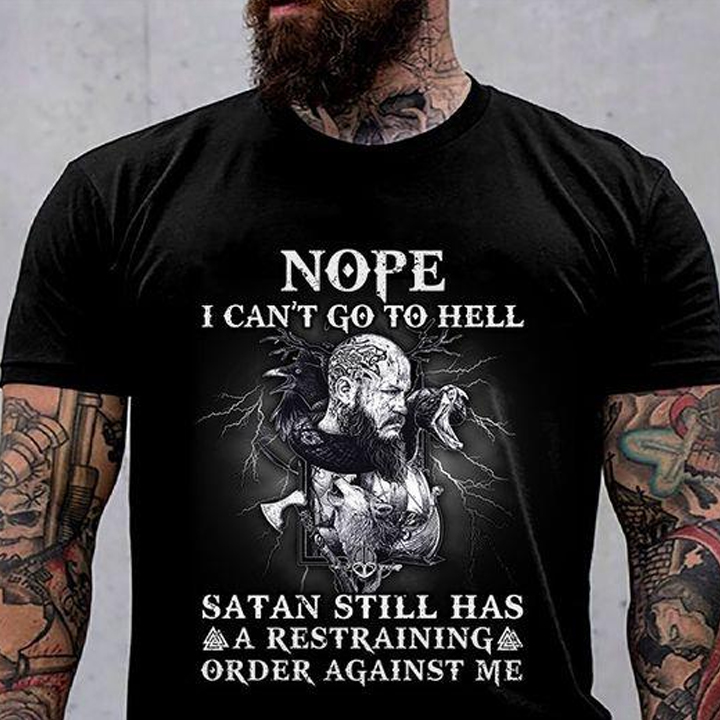 Nope I Can't Go To Hell Vikings Men's Short Sleeve  Printed T-shirt-