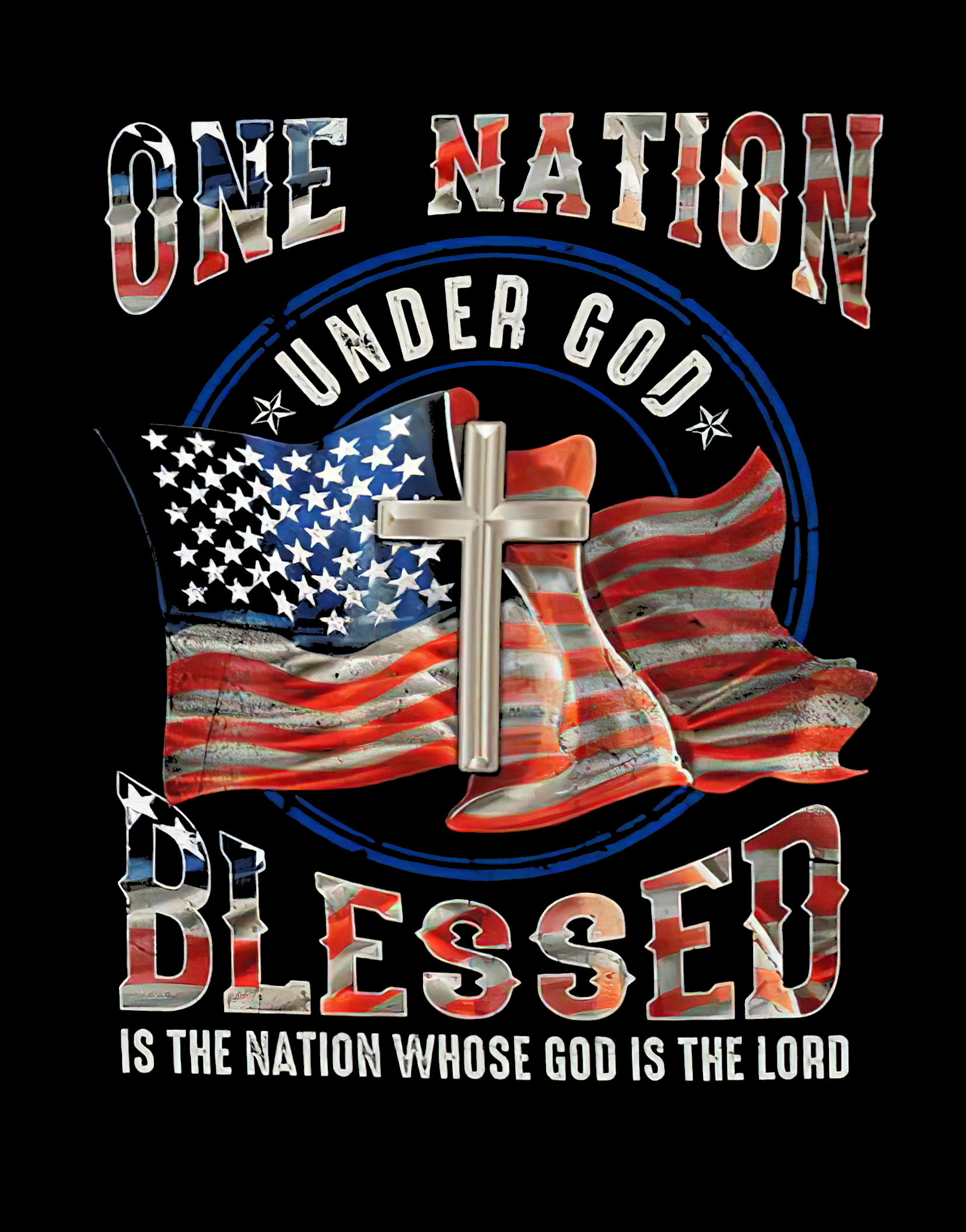 Awesome american flag one country under god jesus men fashion casual t-shirt