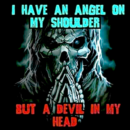 I Have An Angel On My Shoulder But A Devil In My Head Men's Short Sleeve  Printed T-shirt-