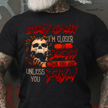 Grumpy old man Unless you F with me Men's Short Sleeve  Printed T-shirt-