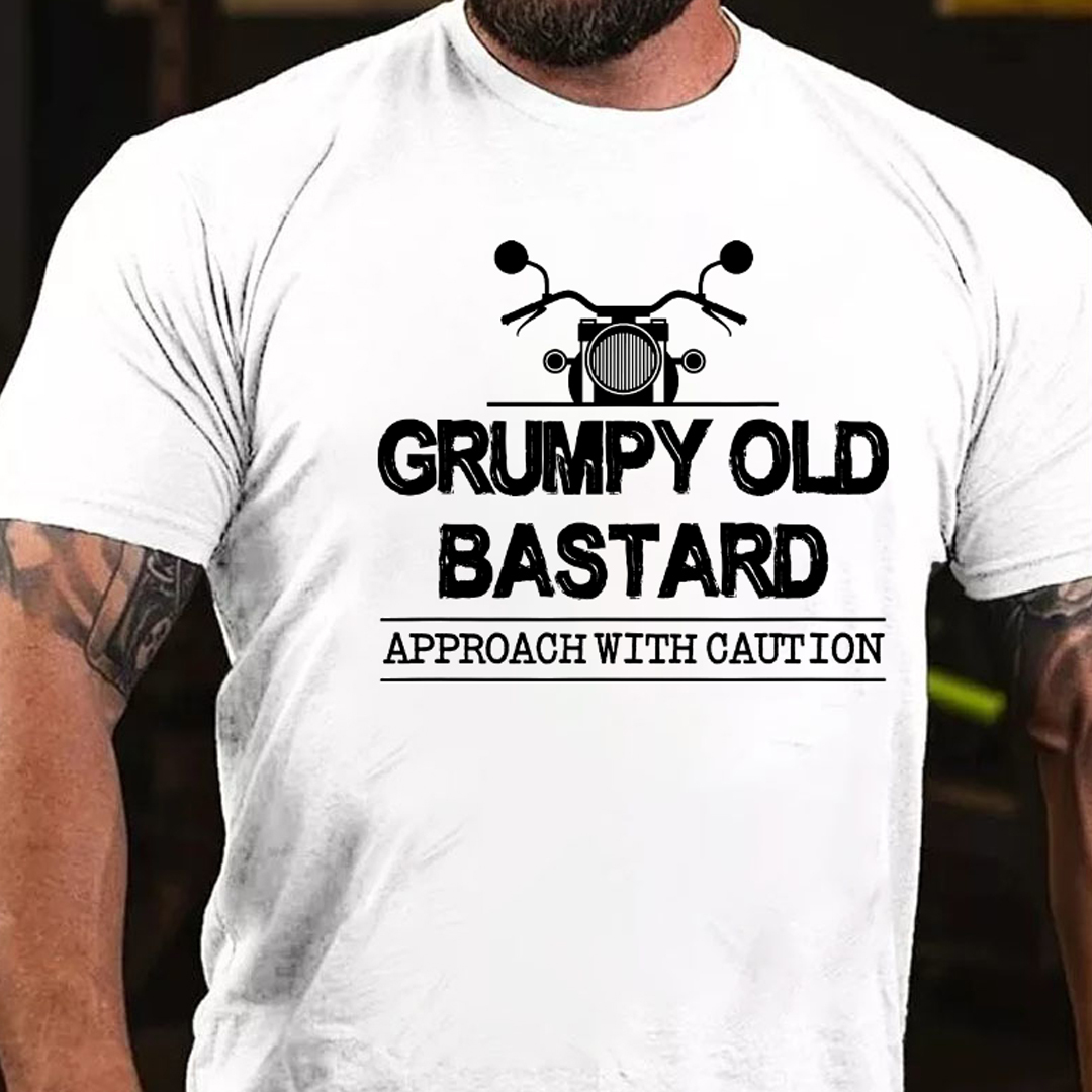 Grumpy Old Bastard Approach With Caution Men's Short Sleeve  Printed T-shirt-