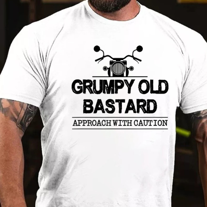 Grumpy Old Bastard Approach With Caution Men's Short Sleeve  Printed T-shirt-