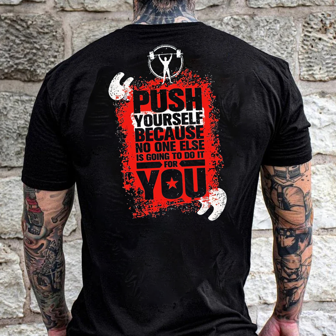 Push Yourself Men's Short Sleeve  Printed T-shirt-