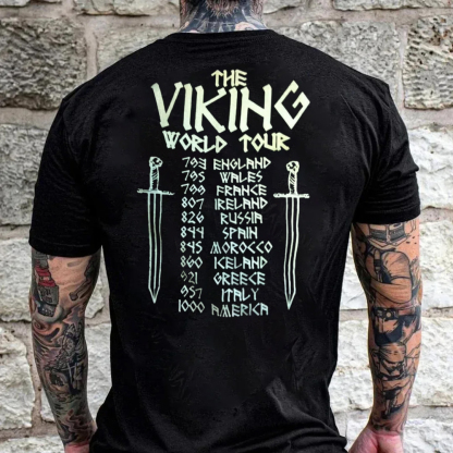 The Viking World Tour Men's Short Sleeve  Printed T-shirt-