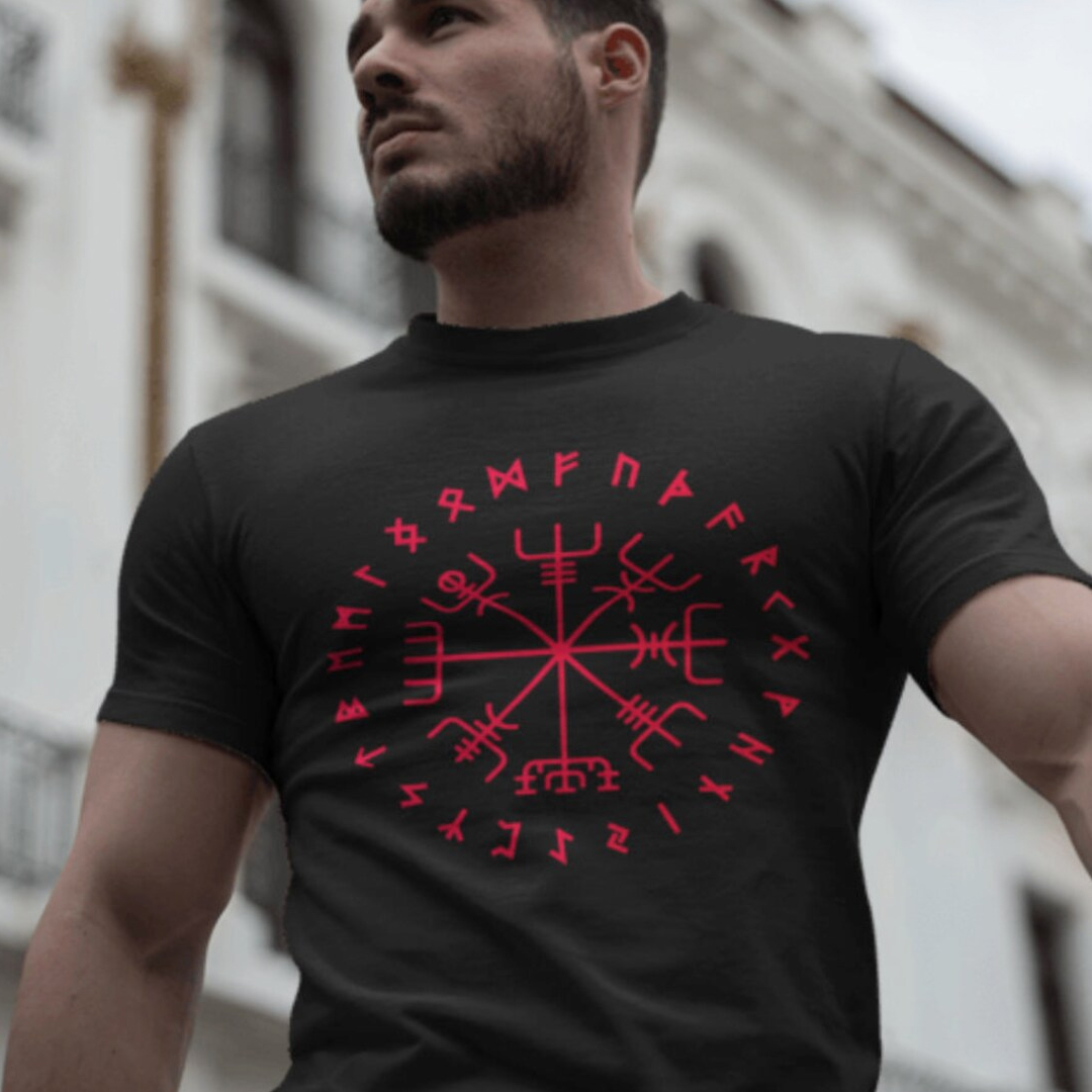 Viking Vegvisir Compass Icelandic Men's Short Sleeve  Printed T-shirt-