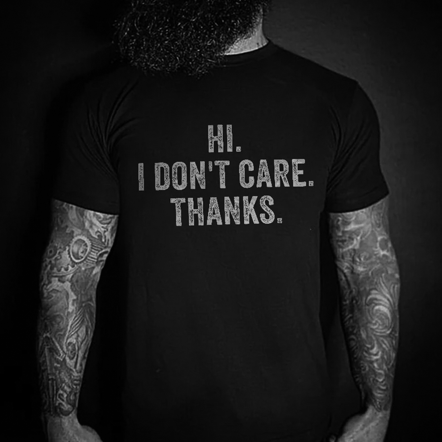 Hi. I Don't Care. Thanks Men's Short Sleeve  Printed T-shirt-