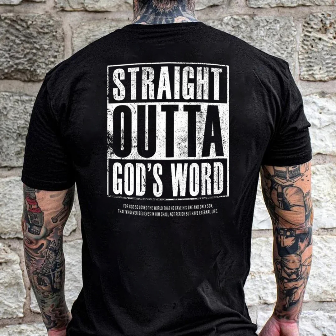 God's Word Straight Outta Men's Short Sleeve  Printed T-shirt-