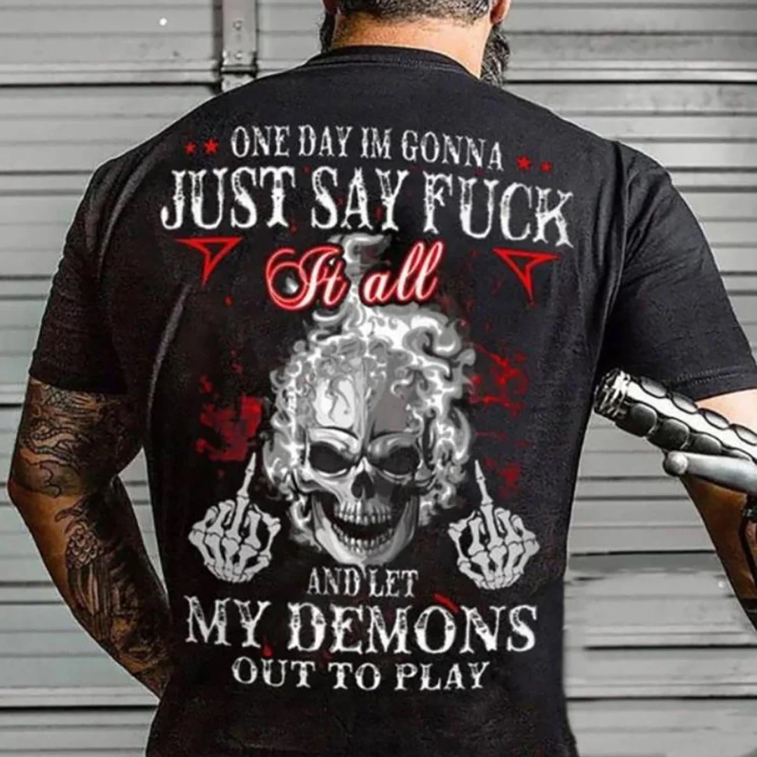 Let My Demons Out To Play Men's Short Sleeve  Printed T-shirt-