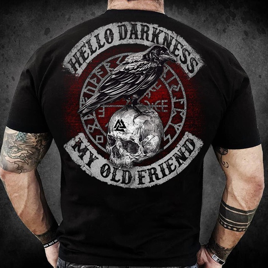 Hello Darkness My Old Firend Vikings Men's Short Sleeve  Printed T-shirt-