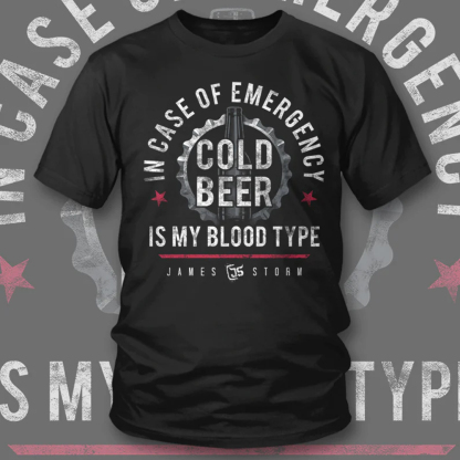 In Case of Emergency My Blood Type is Beer Men's Short Sleeve  Printed T-shirt-