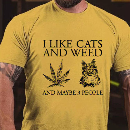 I Like Cats And Maybe 3 People Men's Short Sleeve  Printed T-shirt-